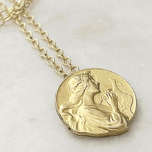 Load image into Gallery viewer, Antique Karen Lindner Designs French St Cecelia Music Themed  Medallion Necklace
