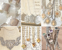 antique sterling and gold items turned into one of a kind Karen Lindner Designs signature jewelry pieces