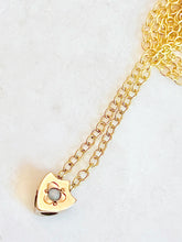 Load image into Gallery viewer, Antique Karen Lindner Designs Gold &amp; Freshwater Pearl Shield Watch Chain Slide Necklace

