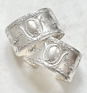 Antique French Karen Lindner Designs Sterling Napkin Ring Cuff Bracelet