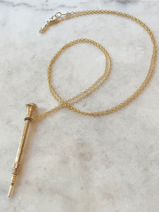 Antique Karen Lindner Designs ~12K Gold Pencil Necklace