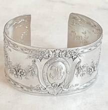 Load image into Gallery viewer, Antique French Karen Lindner Designs Sterling Napkin Ring Cuff Bracelet
