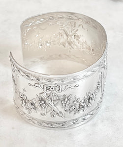 Antique French Karen Lindner Designs Sterling Napkin Ring Cuff Bracelet