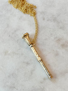 Antique Karen Lindner Designs ~12K Gold Pencil Necklace