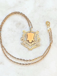 Antique Karen Lindner Designs 2 Sided Sterling and Gold English Fob Necklace