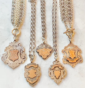 Antique Karen Lindner Designs Sterling and Gold English Fob Necklace