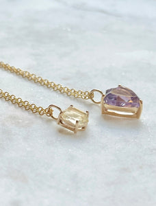 Karen Lindner Designs Faceted Antique Citrine Shield Shaped Gemstone Gold Necklace