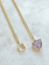 Load image into Gallery viewer, Karen Lindner Designs Faceted Antique Citrine Shield Shaped Gemstone Gold Necklace
