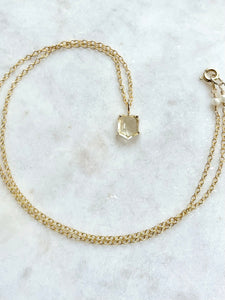 Karen Lindner Designs Faceted Antique Citrine Shield Shaped Gemstone Gold Necklace