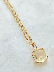 Karen Lindner Designs Faceted Antique Citrine Shield Shaped Gemstone Gold Necklace