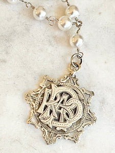 Antique Karen Lindner Designs Sterling English Fob Necklace