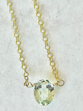 Load image into Gallery viewer, Karen Lindner Designs Faceted Green Amethyst (Prasiolite) Gemstone Gold Necklace
