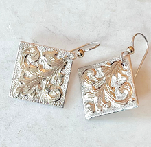 Load image into Gallery viewer, Antique Karen Lindner Designs 14k Yellow Gold &amp; Sterling Cufflink Conversion Earrings
