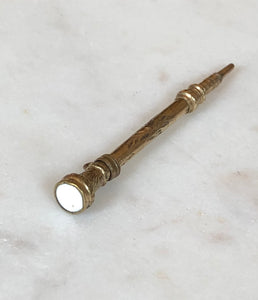 Antique Karen Lindner Designs Gold & White Glass Pencil Necklace
