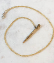 Load image into Gallery viewer, Antique Karen Lindner Designs Gold &amp; White Glass Pencil Necklace
