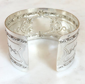 Antique French Karen Lindner Designs Sterling Napkin Ring Cuff Bracelet