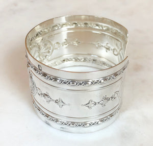 Antique French Karen Lindner Designs Sterling Napkin Ring Cuff Bracelet