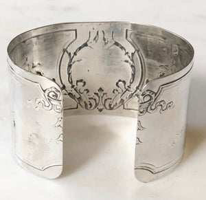 Antique French Karen Lindner Designs Sterling Napkin Ring Cuff Bracelet