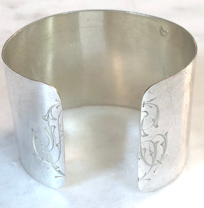 Antique French Karen Lindner Designs Sterling Napkin Ring Cuff Bracelet