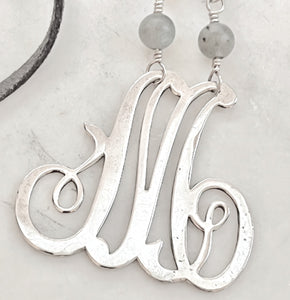 Antique Karen Lindner Designs Sterling Initial M Necklace