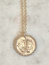 Load image into Gallery viewer, Antique Karen Lindner Designs 2-Sided &quot;CJ / CFJ&quot; Love Token Necklace
