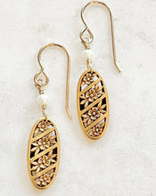 Load image into Gallery viewer, Antique Karen Lindner Designs Gold FIX Floral Cufflink Conversion Earrings
