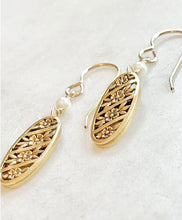 Load image into Gallery viewer, Antique Karen Lindner Designs Gold FIX Floral Cufflink Conversion Earrings
