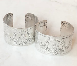 Antique French Karen Lindner Designs Sterling Napkin Ring Cuff Bracelet