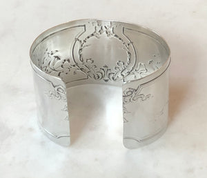 Antique French Karen Lindner Designs Sterling Napkin Ring Cuff Bracelet