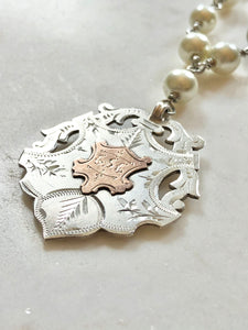 Antique Karen Lindner Designs Sterling English Watch Fob Necklace