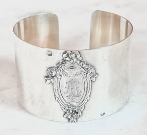 Antique French Karen Lindner Designs Sterling Napkin Ring Cuff Bracelet