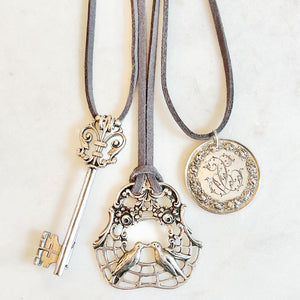 Antique Karen Lindner Designs French Marriage Medal Necklace