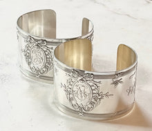 Load image into Gallery viewer, Antique French Karen Lindner Designs Sterling Napkin Ring Cuff Bracelet
