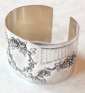 Antique French Karen Lindner Designs Sterling Napkin Ring Cuff Bracelet