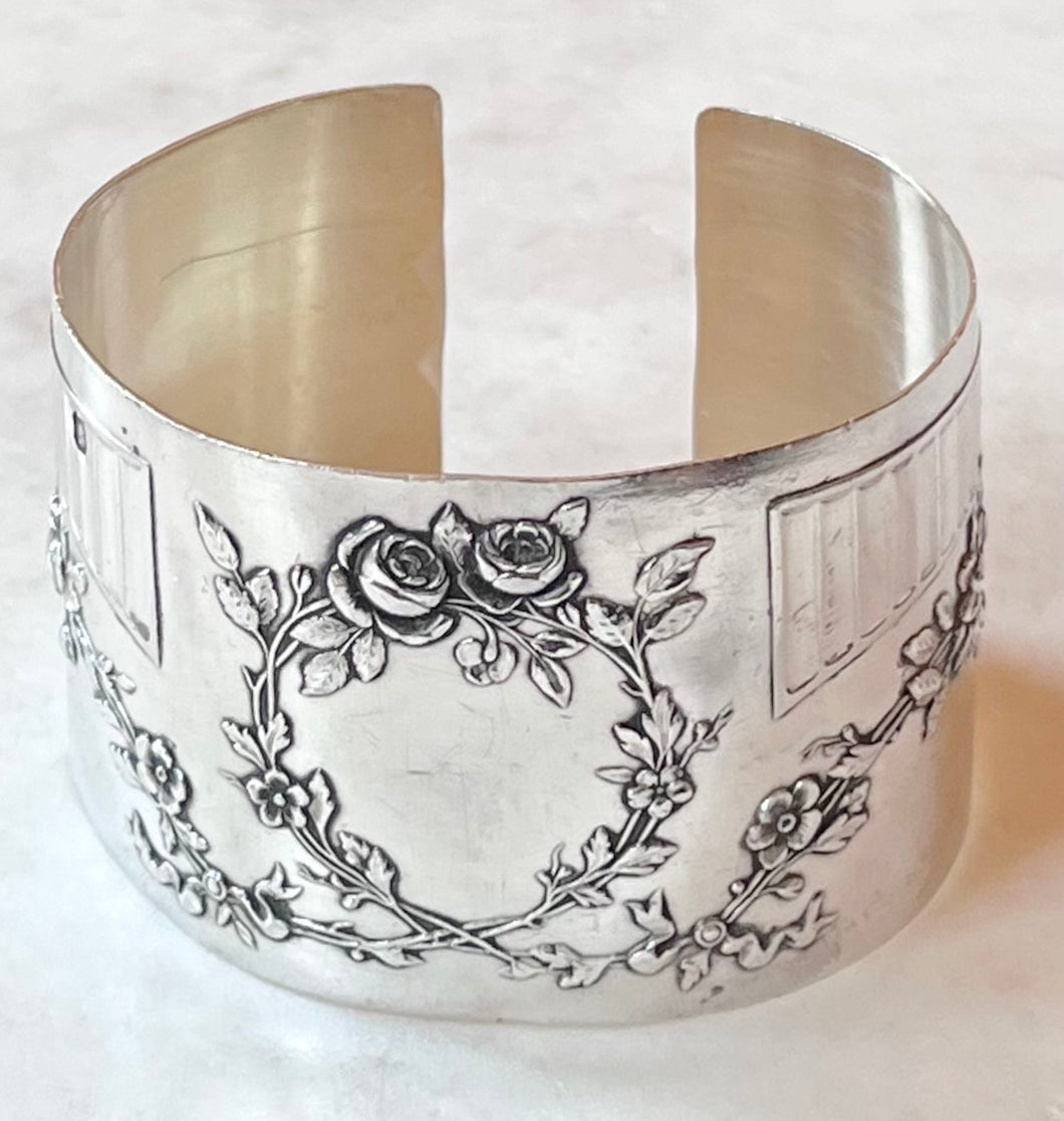 Antique French Karen Lindner Designs Sterling Napkin Ring Cuff Bracelet