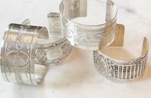 Load image into Gallery viewer, Antique French Karen Lindner Designs Sterling Napkin Ring Cuff Bracelet
