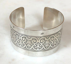 Antique French Karen Lindner Designs Sterling Napkin Ring Cuff Bracelet