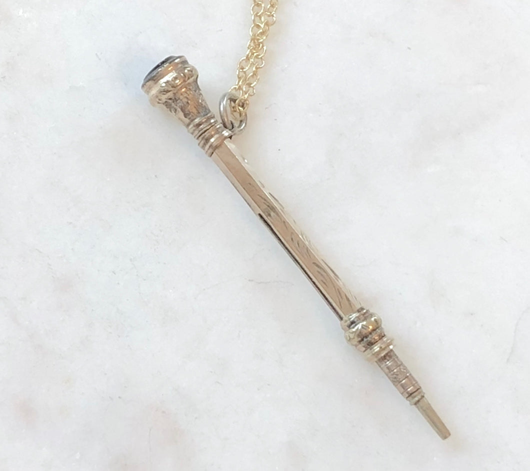 Antique Karen Lindner Designs Gold & Pale Citrine Pencil Necklace