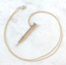 Load image into Gallery viewer, Antique Karen Lindner Designs Gold &amp; Pale Yellow Glass Pencil Necklace
