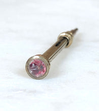 Load image into Gallery viewer, Antique Karen Lindner Designs Gold &amp; Pink Glass Pencil Necklace
