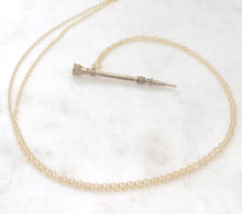 Load image into Gallery viewer, Antique Karen Lindner Designs Gold &amp; Pale Yellow Glass Pencil Necklace
