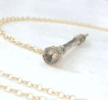 Load image into Gallery viewer, Antique Karen Lindner Designs Gold &amp; Pale Yellow Glass Pencil Necklace
