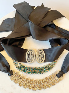 Antique French Rhinestone Buckle Karen Lindner Designs Choker Necklace