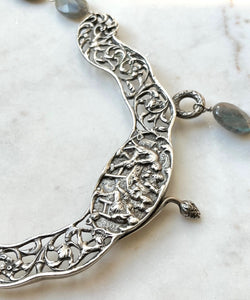 Antique Karen Lindner Designs Sterling Italian Purse Handle Statement Necklace